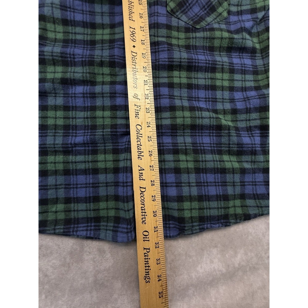 Vermont Flannel Co Mens XL Button Up Shirt Blue Green Plaid Cotton USA Heavy - Picture 10 of 11